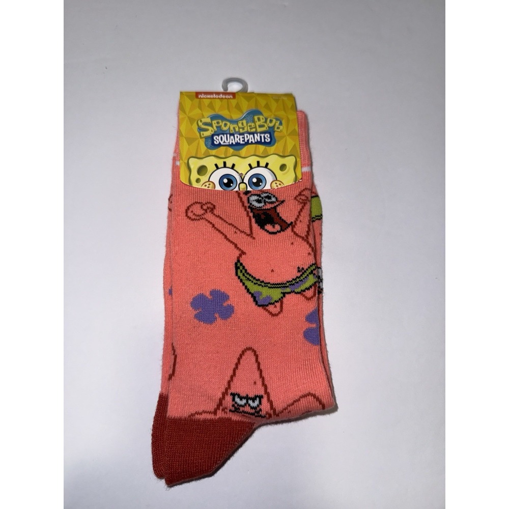 SpongeBob SquarePants Patrick Crew Socks Adult Pink Nickelodeon Novelty Fun NWT